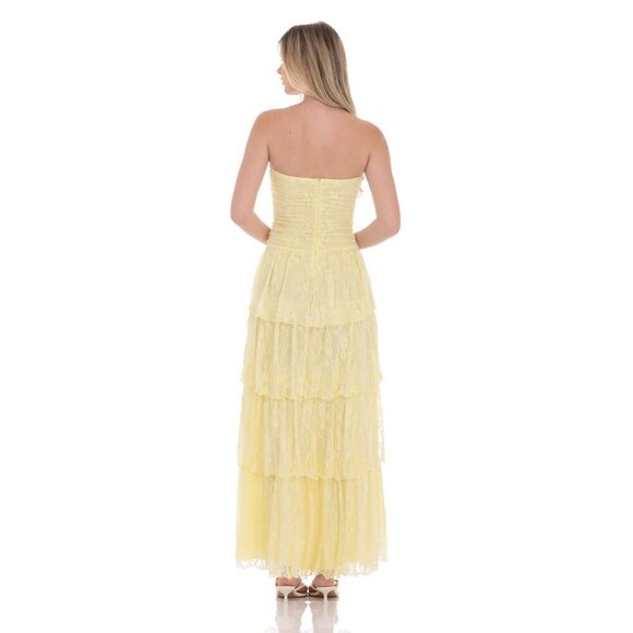 COMING SOON LUCY IN THE SKY YELLOW LACE MAXI DRESS - Picture 2 of 3